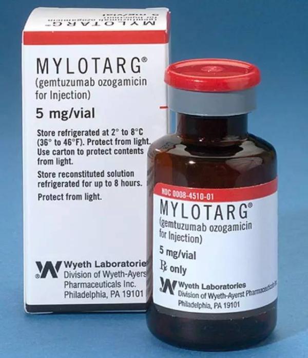 用于治疗CD33阳性的初次被确诊的急性髓性白血病的Mylotarg。